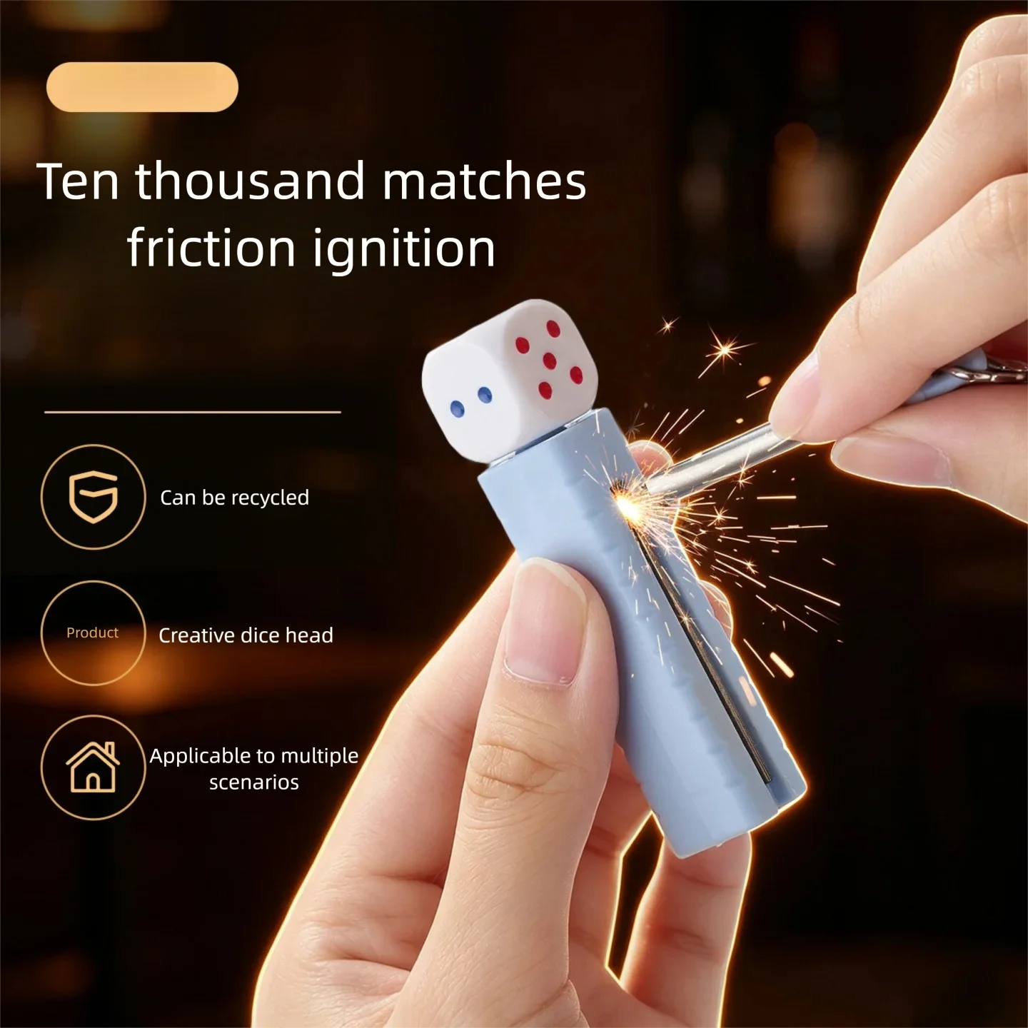 New Style Exquisite Pendant Rotating Dice 10,000 Matches Outdoor Camping Fire Kerosine Lighter