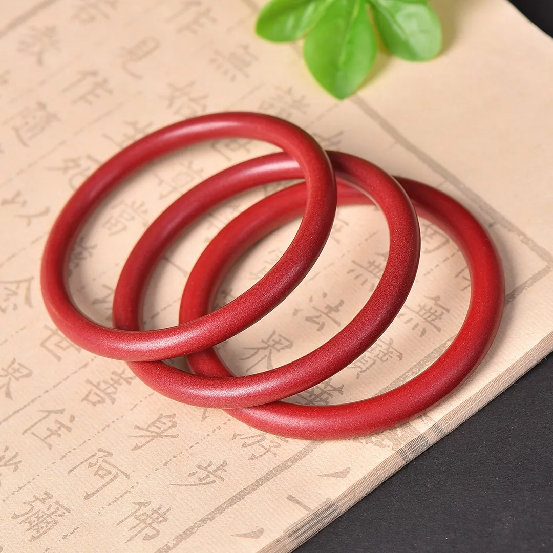 Natural Cinnabar Bangle for Women Thin Round Band Matte Red Gemstone Bracelet Chinese Style Healing Crystal Jewelry Gift 4