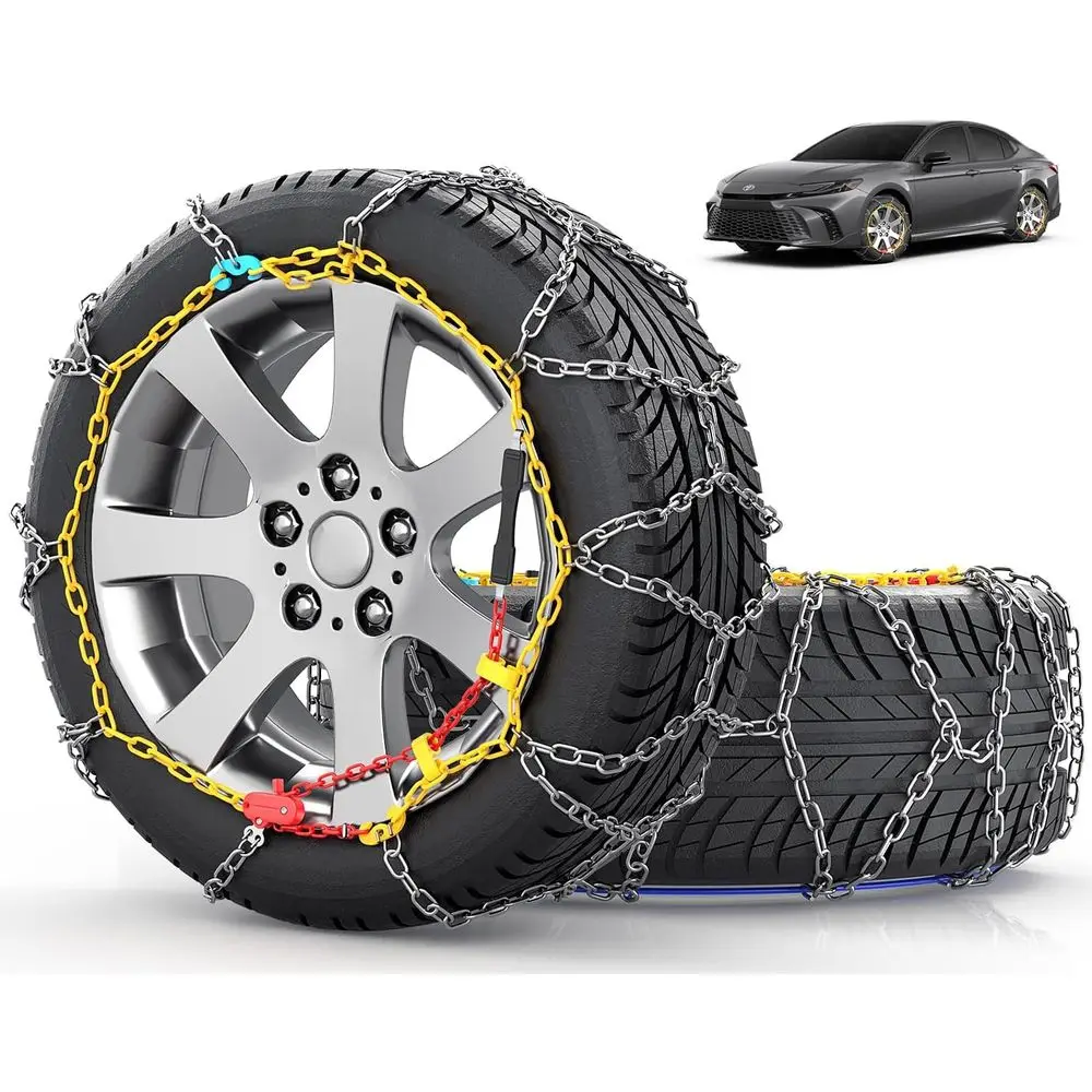 Snow-Chains Easy Install Tire-Chains, One-Pull Fit Design Tire Snow Chains for Passenger Cars, Sedan, SUVs, Emergency Winter Tir