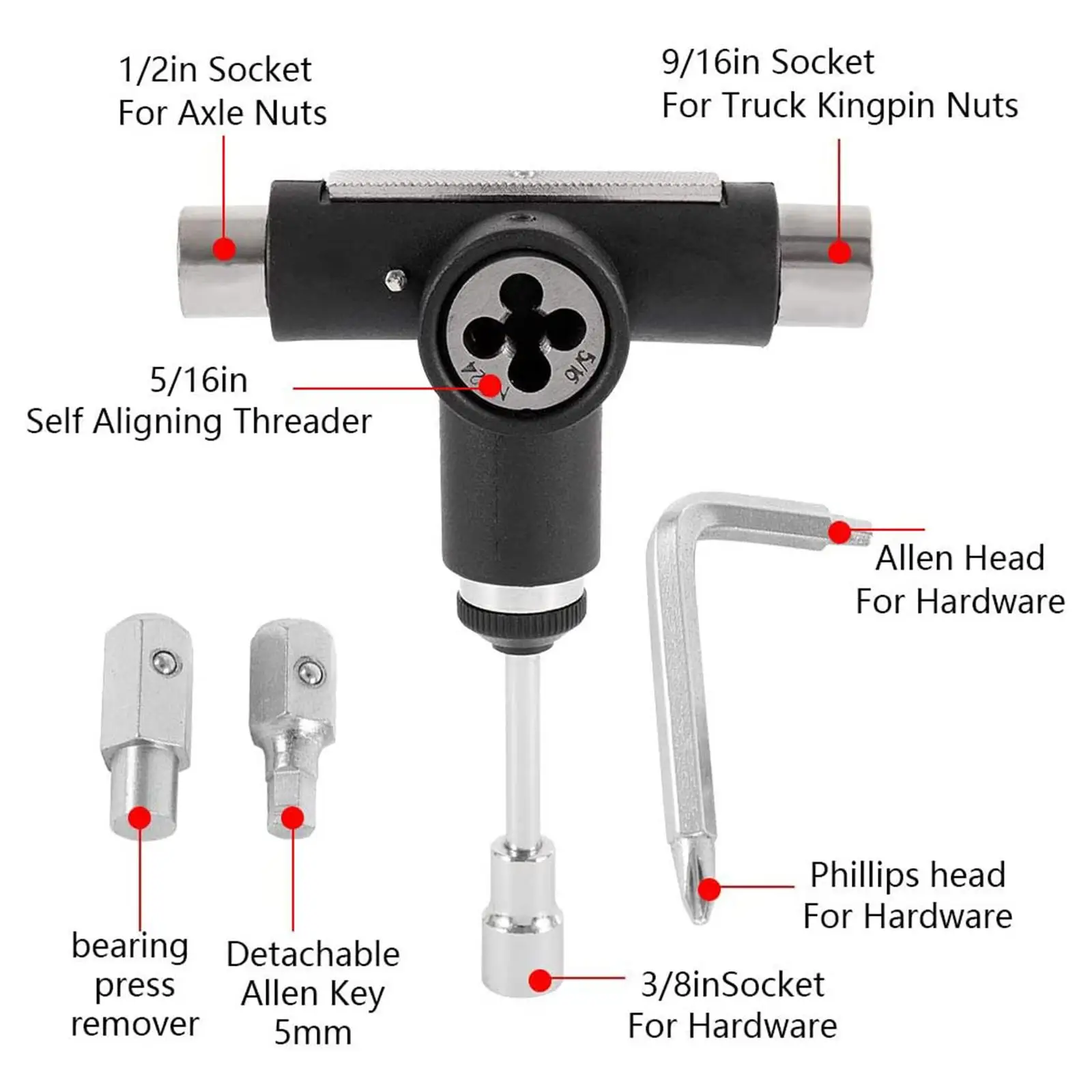 All In Skateboard Scooter Rolschaats T Gereedschap Sleutel Schroevendraaier