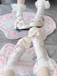 Harajuku Japanese Lolita Shoes Round Toe Cute Japanese Sweet Low Heel Flat Jk Small Leather Girl Lo Princess Tea Party Women