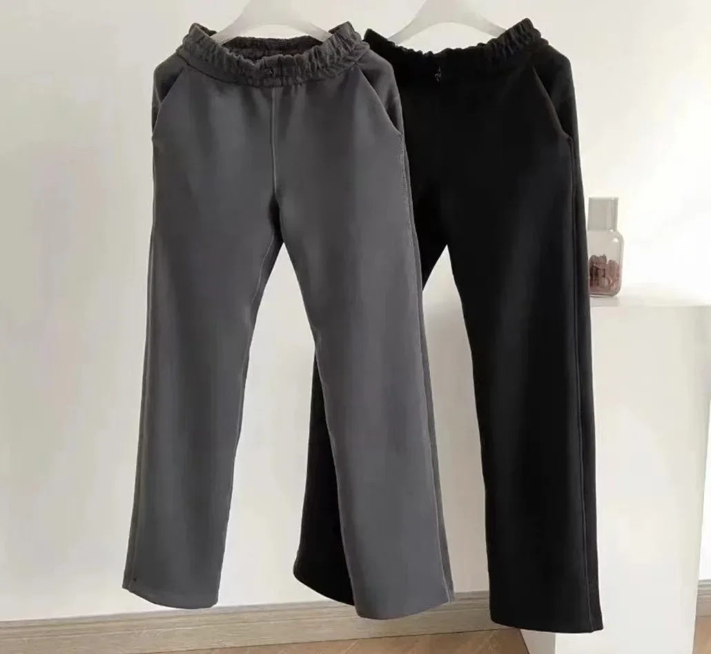 Lulu Air Copper Ammonia Straight-Leg Pants Autumn Winter Plus Size Loose-Fit Casual Pants Women's New 2023 Model Women's Trouser