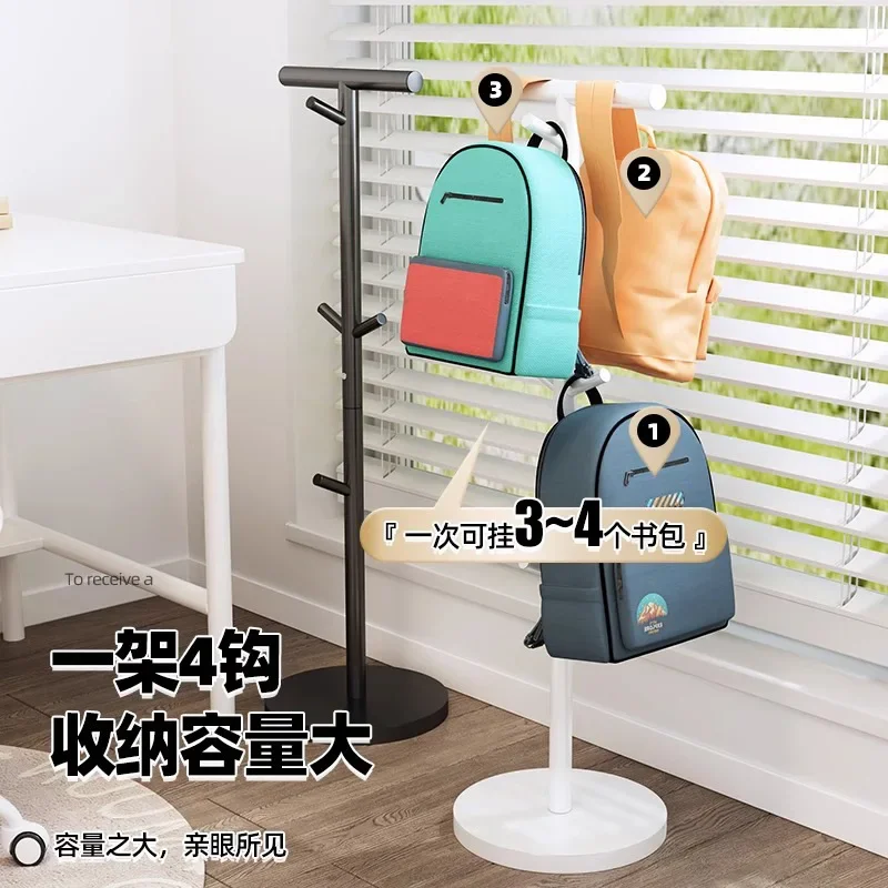 Floor‑Standing Backpack Storage Rack, Fashion Side Hanging Hook Organizer for Bedroom, Home Clothes Hats Bag Display Hanger Rack