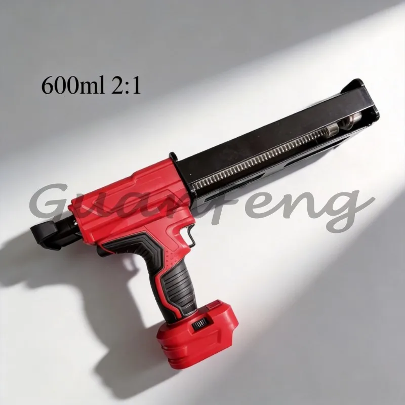 Cordless Electric 2:1 Two-Component AB Glue Dispensing Metal Frame 400/600ml Double Barrel Caulking Kit with 2 Batteries