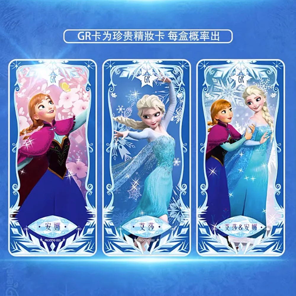 Cartas de colección de Frozen de Disney, juego de personajes de película de Anime, caja de tarjetas de juguete de Elsa, Anna, cristal limitado, SSR