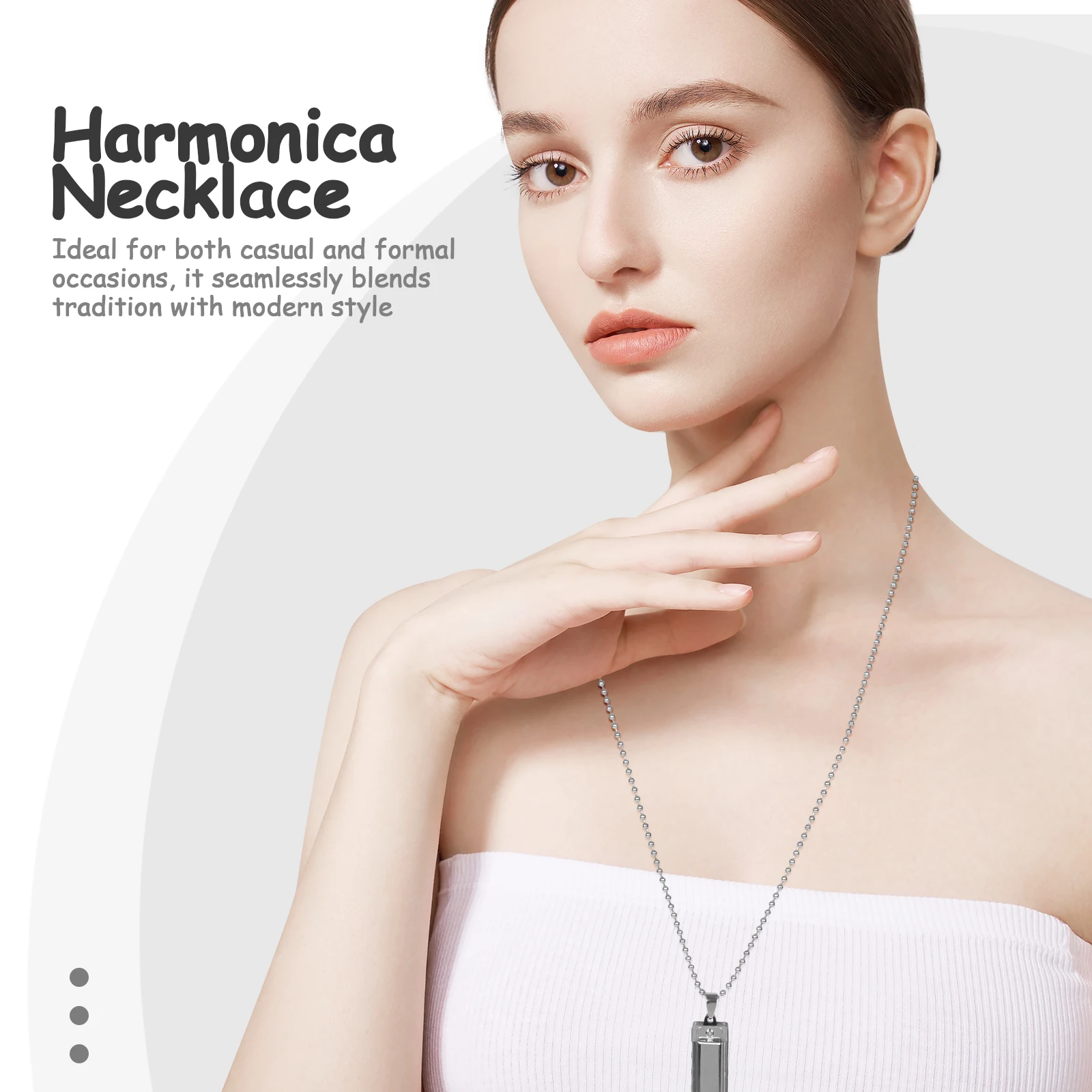 

Necklace Harmonica Decorative Pendant Accessories Mini Jewelry Silver Instrument Lovers
