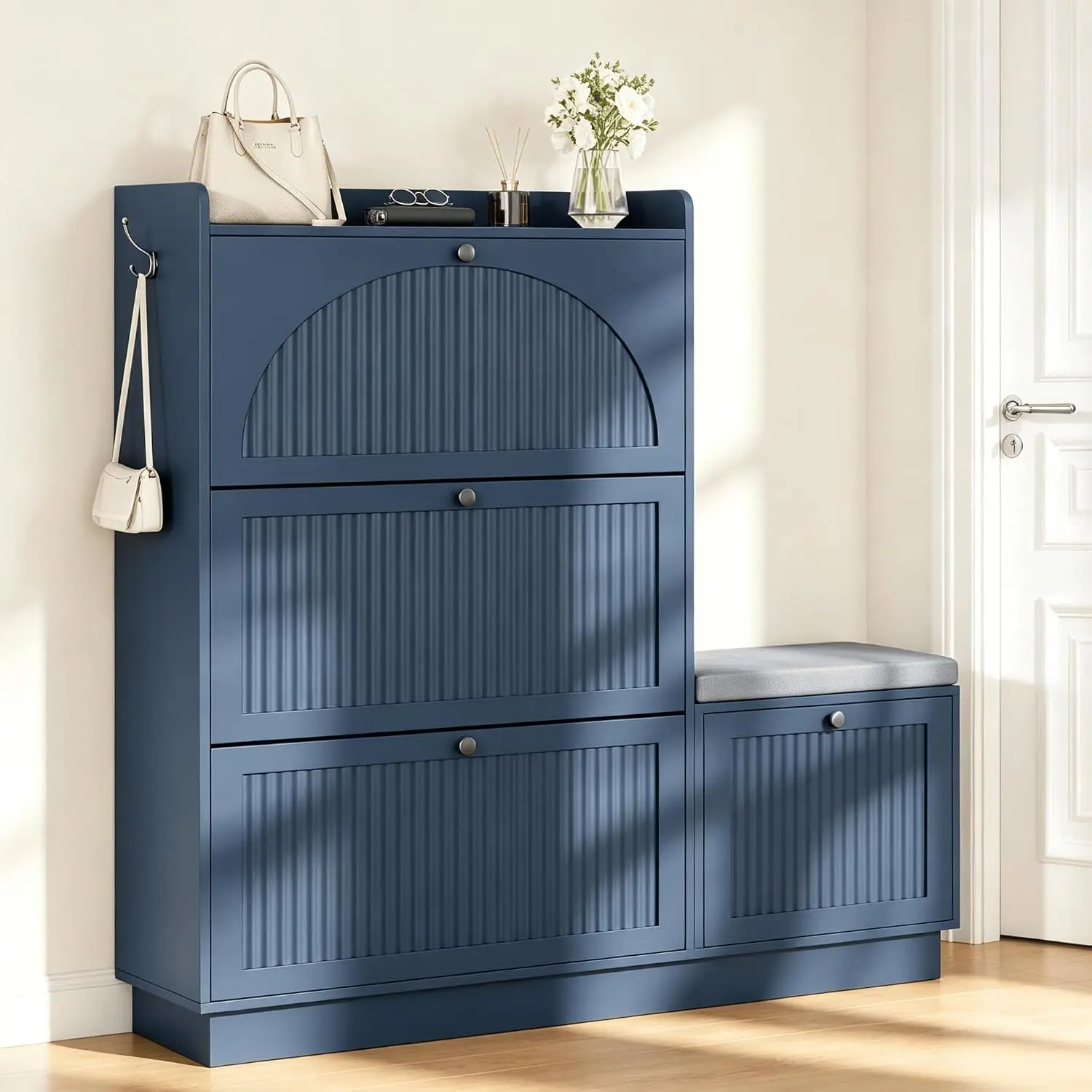 4-Drawer Flip Shoe Storage Cabinet & Organizer Bench, Customized