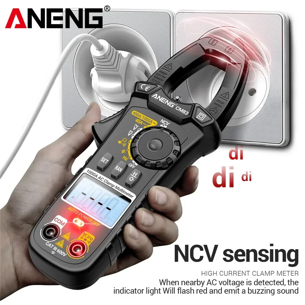 ANENG CM83 Professional Multi-function Clamp Meter Multimeter, 1000A High Current Non-contact NCV Sensing Hertz Test Tools