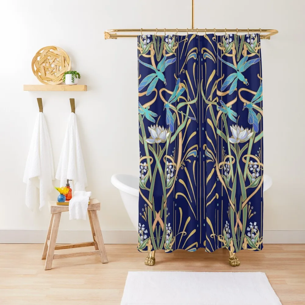 

Art Nouveau Dragonflies Pattern Shower Curtain Shower Waterproof Shower Bathroom Curtain