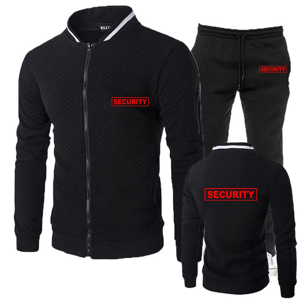 2025 New Men's Slim-fit Set  Security Men Casual Stand-up Collar Zipper Jacket+Pants Fashion Streetwear Comfortable Suit