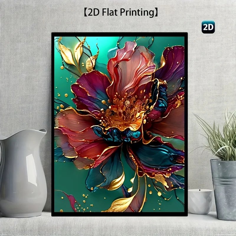 Abstract Gilded Fluid Flower Canvas Print Frameless Wall Decor Home Bedroom Living Room Hotel Office Poster Room Aesthetic