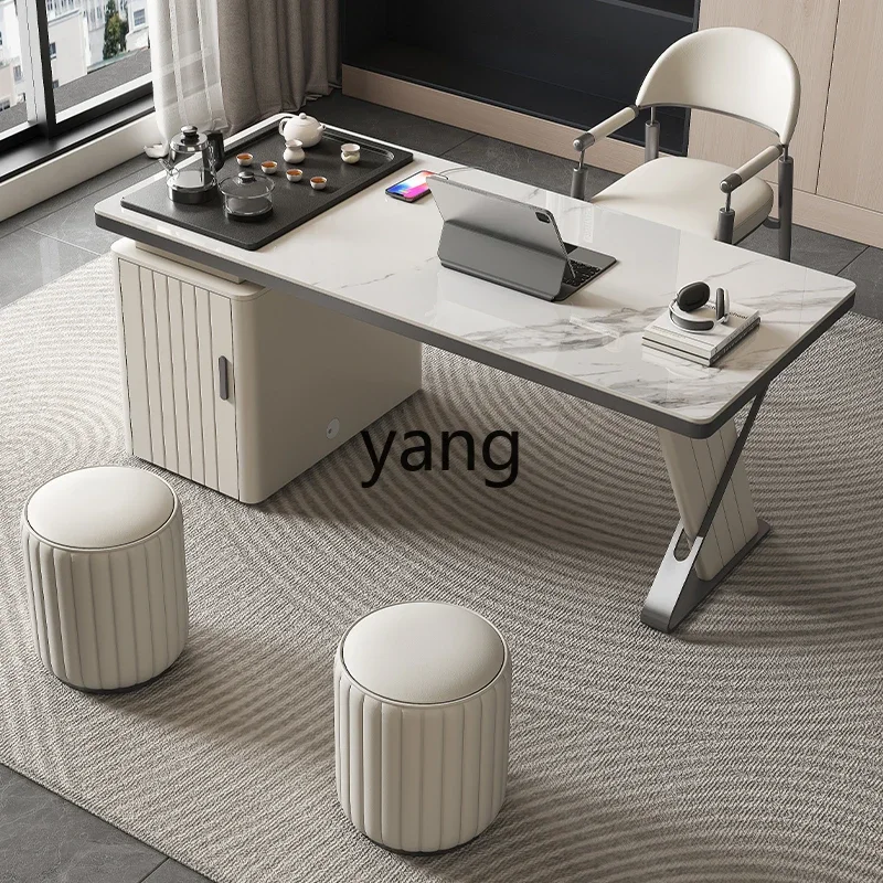 ZL Slate Office Desk Integrated Modern Multifunctional Kung Fu Tea Table and Chair Combination