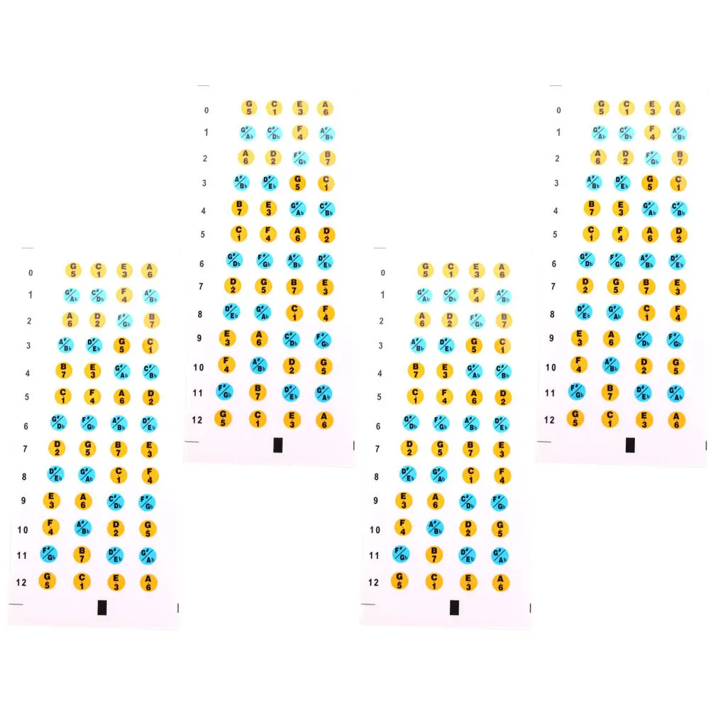 4 Sheets Ukulele Note Stickers Clear Printed Fretboard Markers for Beginners Practice Aid Musical Training Accessory