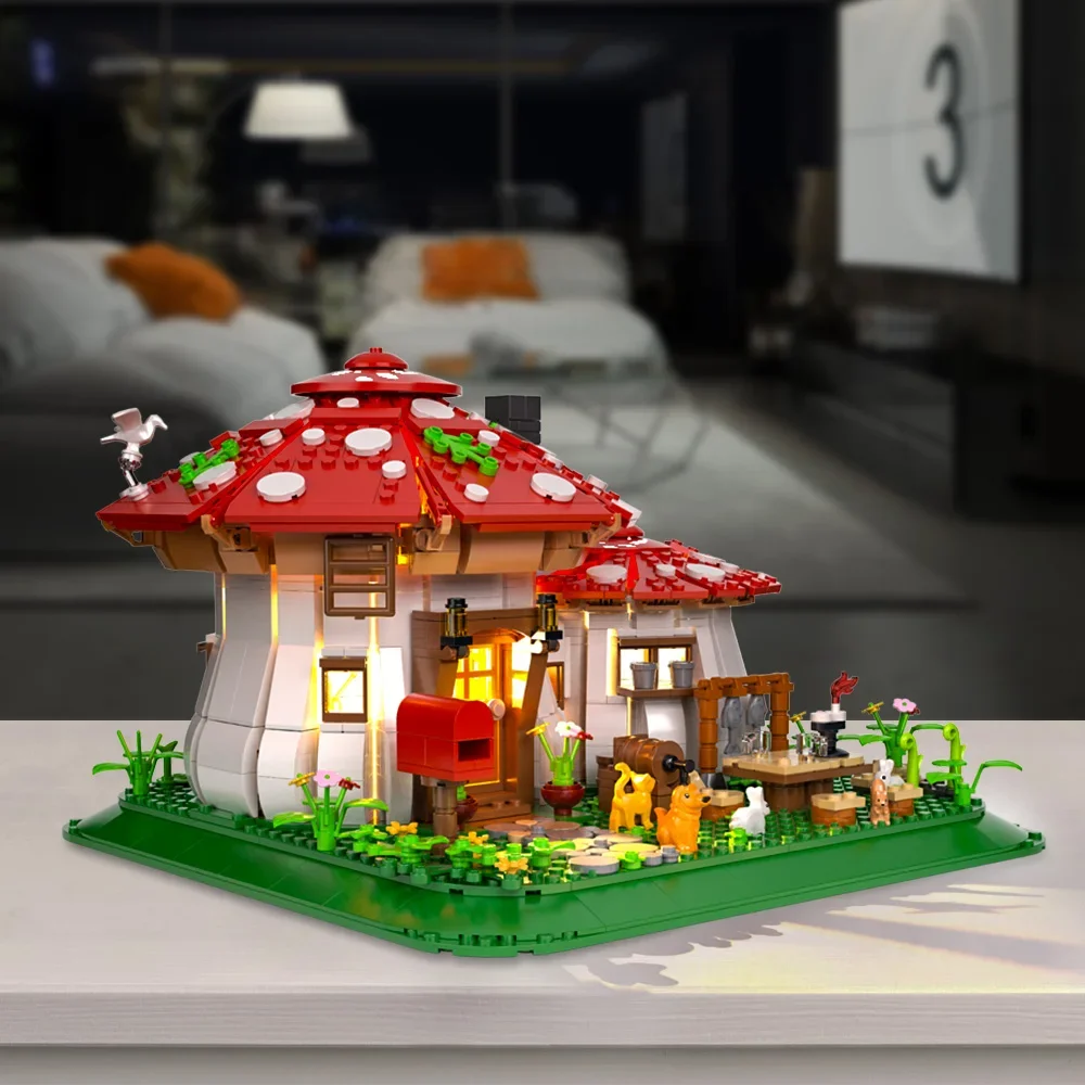 Free Shipping New MOC Fairy Tale Mushroom House Building Blocks Set Village Architecture Micro Mini bricks Construction Toys