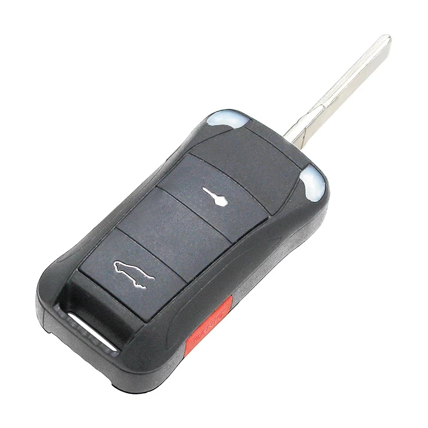 XNRKEY-carcasa de llave remota para coche, carcasa de llave remota con tapa de 2/4/3 + 1 botones para Porsche Cayenne 2003 + hoja HU66 sin cortar,