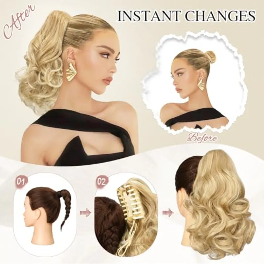 طويل مجعد متموج ذيل حصان تمديد 11 بوصة مخلب كليب على هيربيسي للنساء رقيق الاصطناعية هيربيسي لارتداء اليومي احتفالي #4