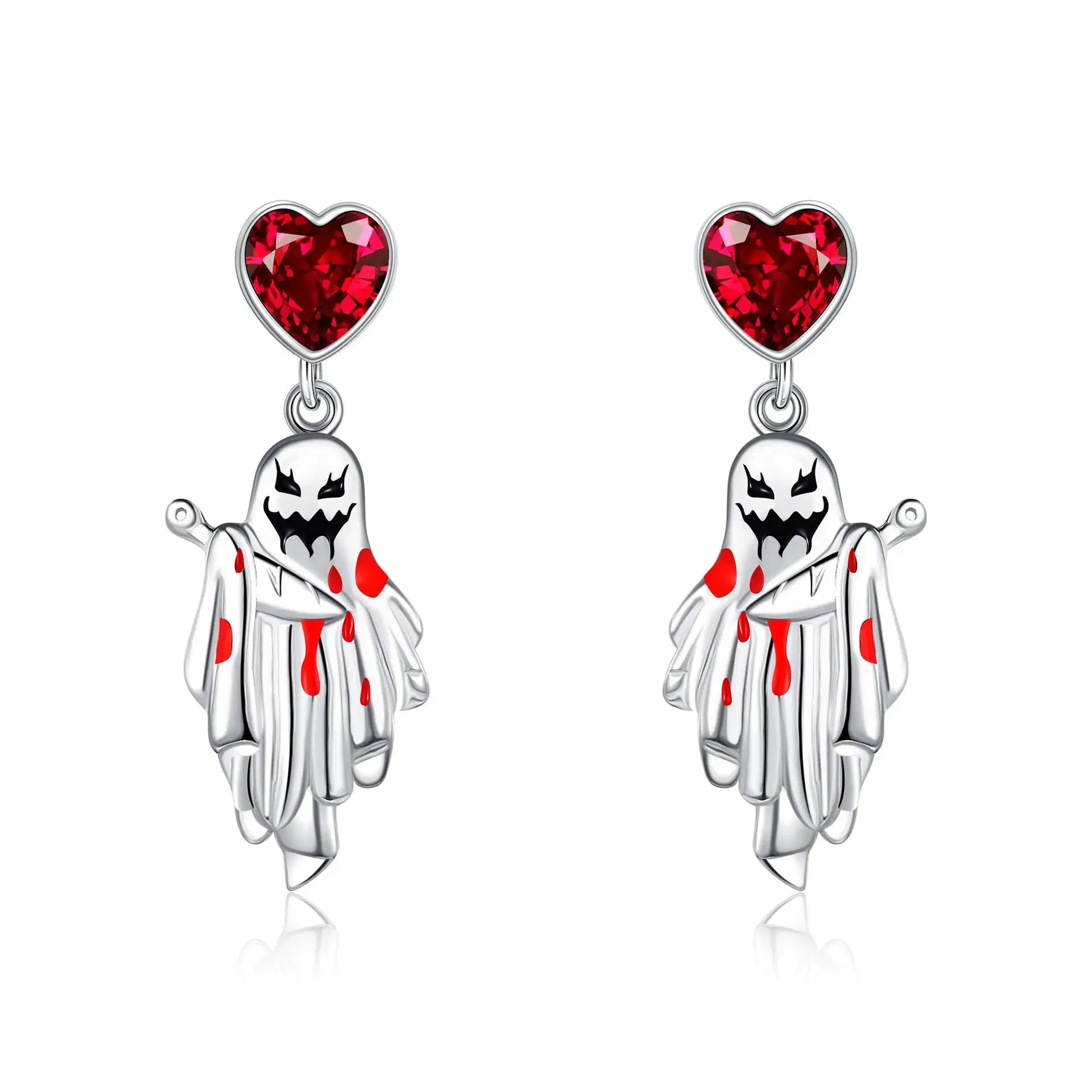 Halloween Love funny Suicide Ghost Exaggerated Stud Earrings for Women Neo-Gothic Dagger Dripping Blood Earrings Goth Jewelry