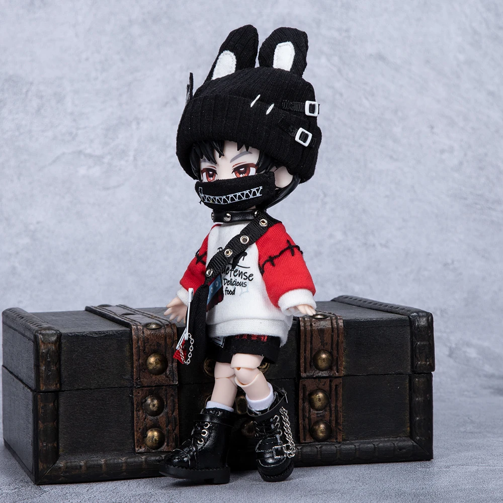 ชุดกระต่ายสไตล์ดาร์คสำหรับตุ๊กตา Ob11, Molly, Obitsu 11, 1/12 Bjd