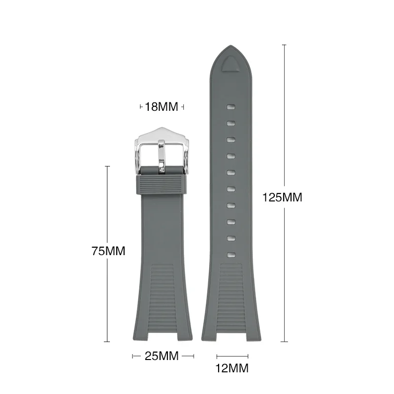 Rubber Silicone Strap for Patek Philippe Nautilus 55711 5712 5726 5980 Special Concave Interface Watch Band Accessories 25*12mm