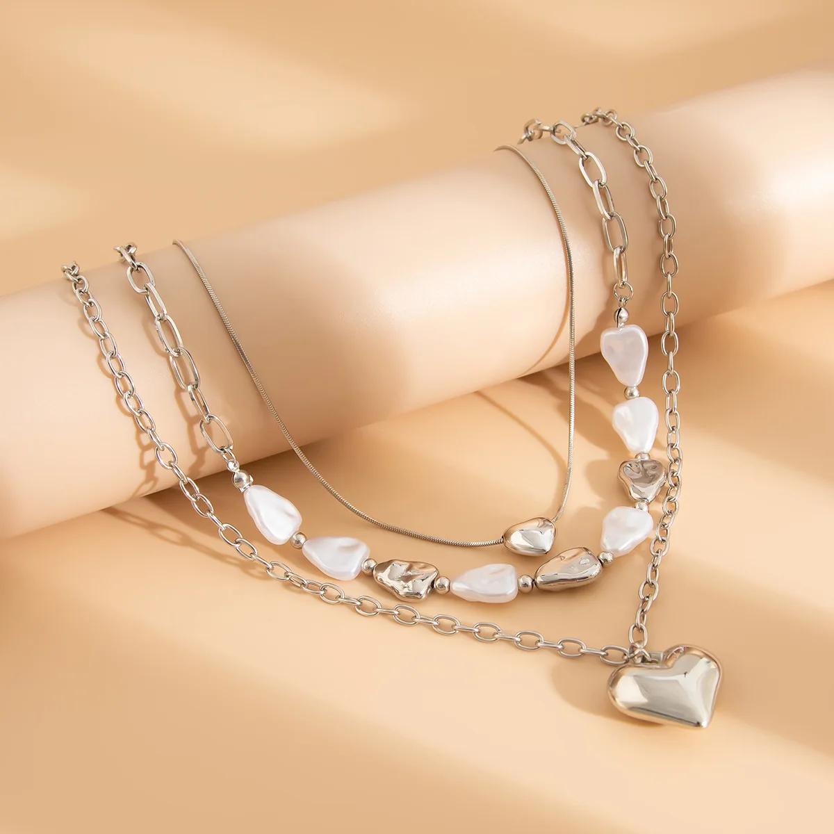 Boho Love Pendant Necklace Women's 2025 Multi Layer Gold Color Metal Imitation Pearl Girl Fashion Couple Fashion Jewelry - Image 5