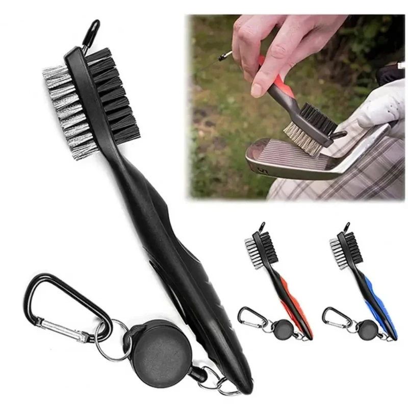 1/2/3pcs Golf Club Brush Groove Cleaner Retractable Dual Sided Nylon Bristles Aluminum Carabiner Groove Cleaner Groove Cleaning