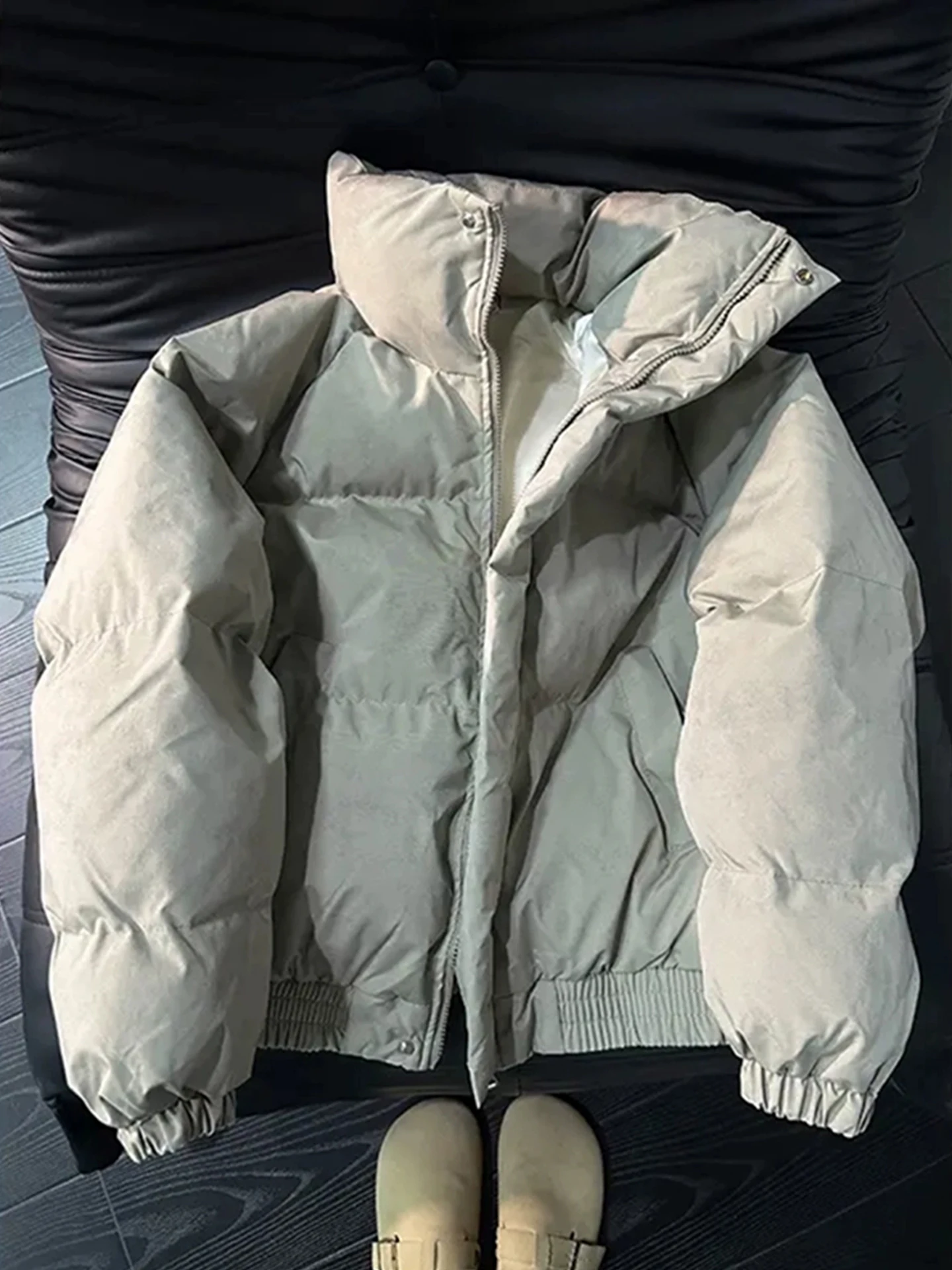 الأمريكية Sle Thiened بو الجلود Bla ort مصبوغ Dir down Jaet الرجال شتاء دافئ الوقوف طوق الخبز Sle ملابس خارجية