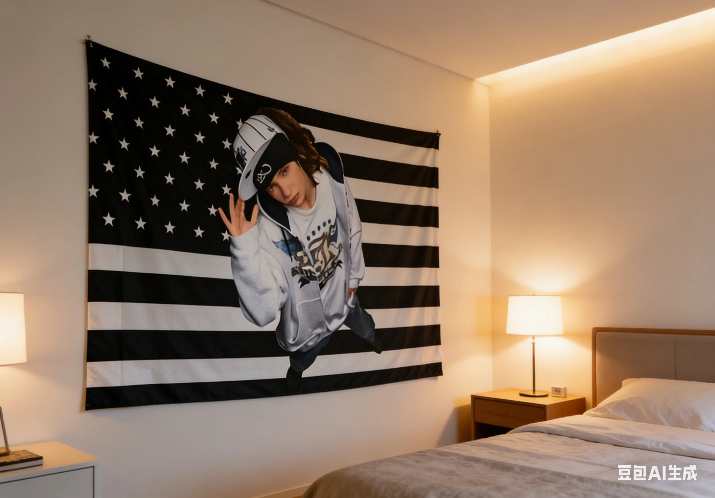 1pc Tokio Hotel American Street Style Figure 2D Tapestry, Polyester Fiber, All-Season Wall Decor for Bedroom & Living Room