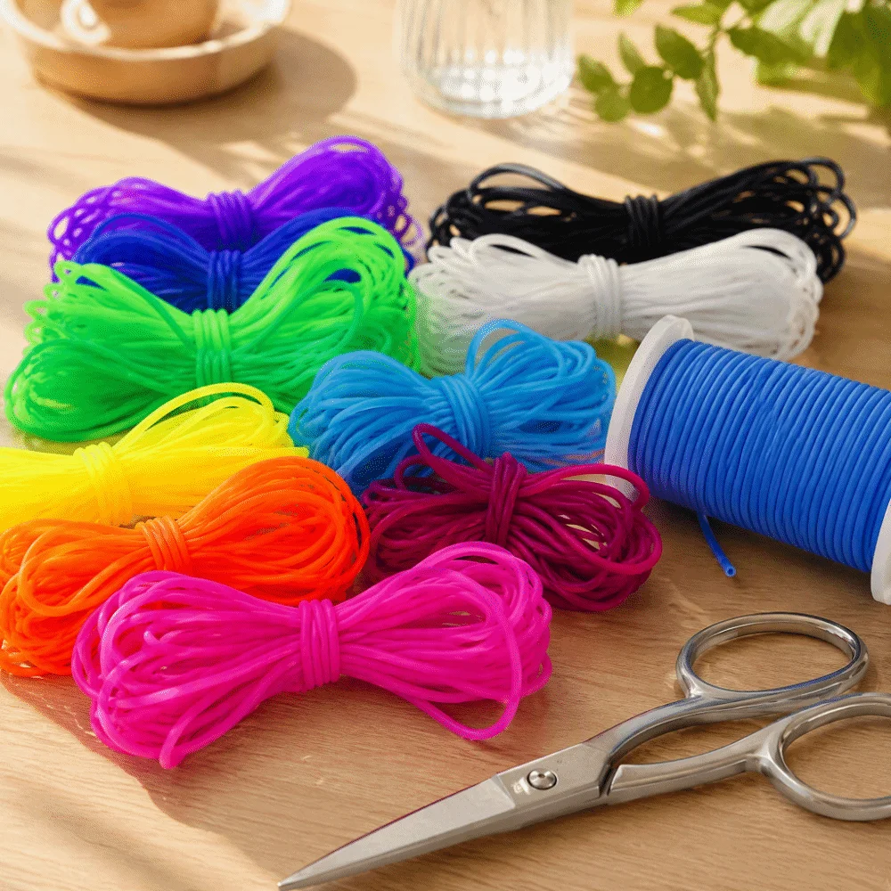 Round Shape Hollow Rubber Tubing Colorful Design Transparent Hose Elastic Knitting Cord 2mm Diameter Resistance Material