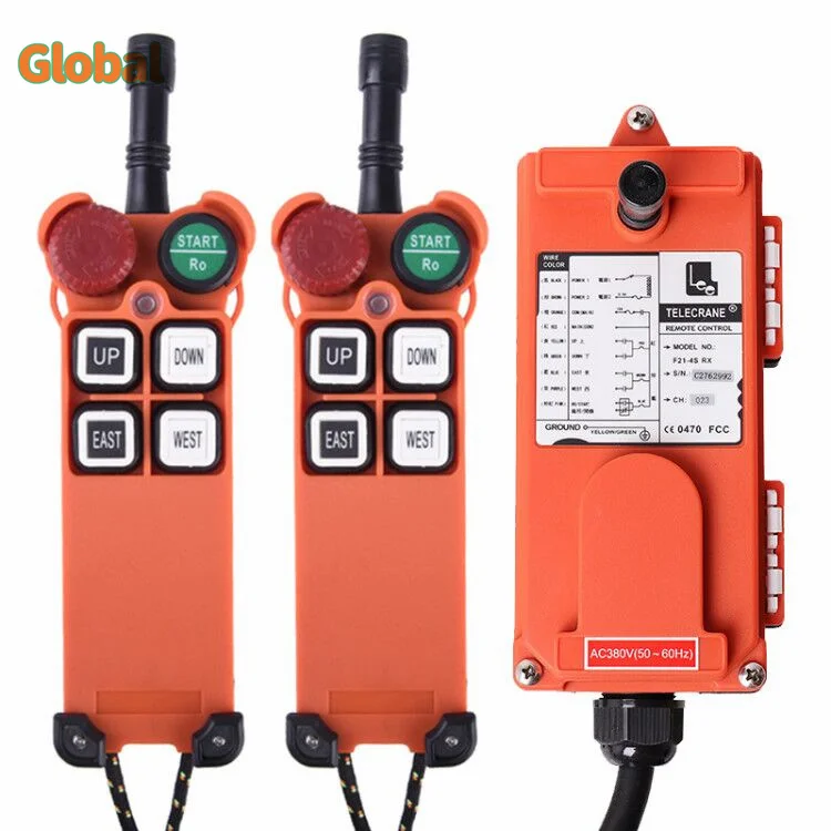 F21-4S 4 buttons singIe speed industrial Wireless Radio Crane Remote Control switches Hoist track crane Lift controller