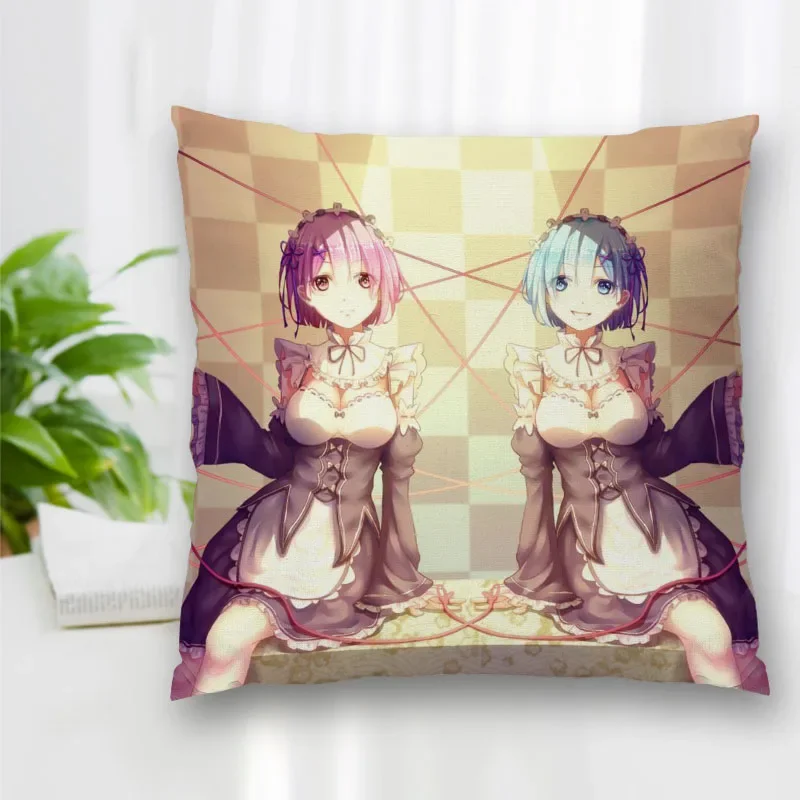 Cushion Re Zero Anime Pattern Cover Throw Pillow Case Cushion For Sofa/Home/Car Decor Zipper Custom PillowCase ,40x40cm