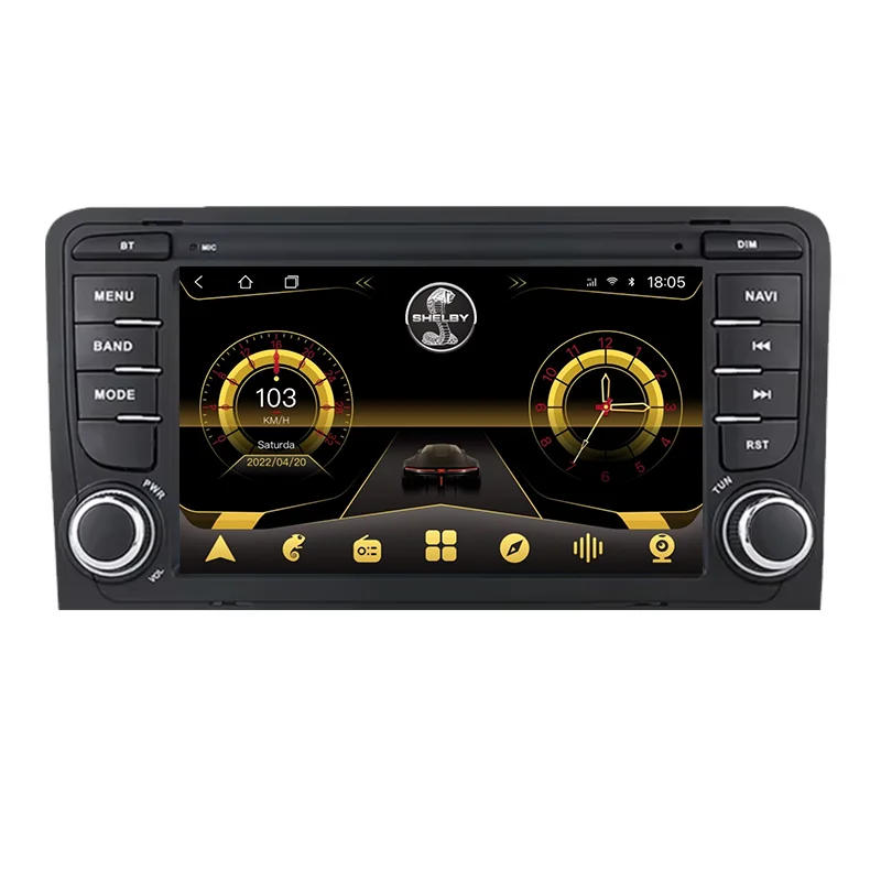 For Audi A3 8P 2003 2004 2005 2006 2007-2010 2011 2012 RS3 S3 Android 15 Stereo Head Unit Auto Bluetooth Touch Screen 8 Core DSP