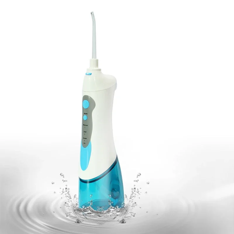Irrigatore orale portatile a batteria con borsa da viaggio e 4 punte a getto, detergente per denti ricaricabile per acqua Flosser, impermeabile IPX7