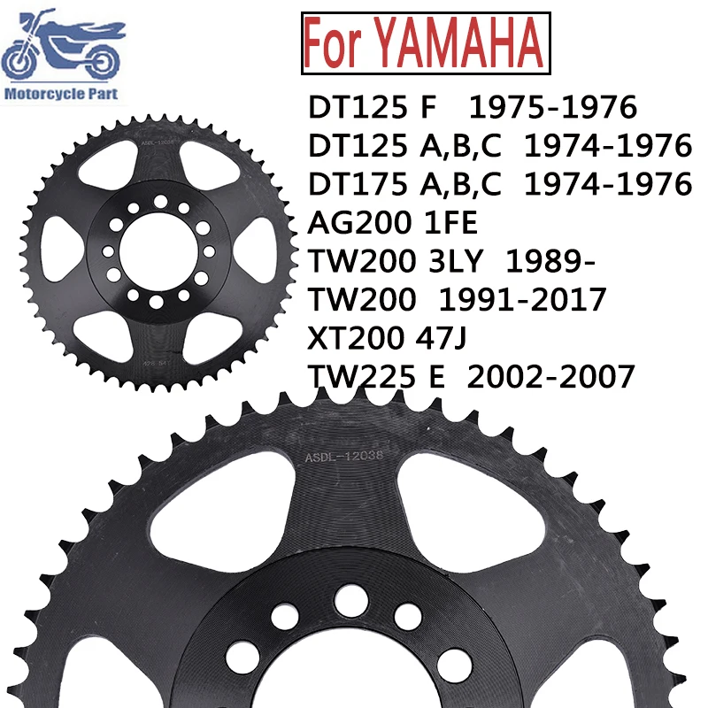 Piñón Trasero de 54 Dientes 428-44T para Motocicleta YAMAHA DT125F DT125 AG200 1FE TW200 TW200 XT200 XT 200 TW225E