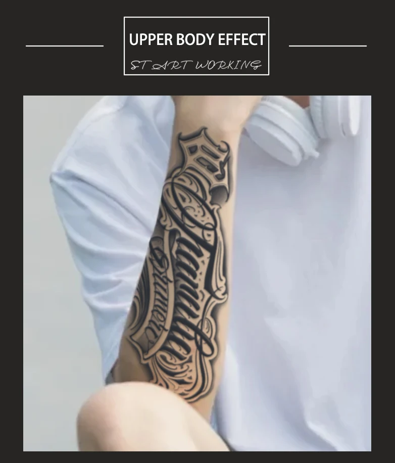 1 Stück handgeschriebene Schriftart, wasserdichtes temporäres Tattoo, langlebig, 1–2 Wochen, realistisches semi-permanentes Fake-Tattoo für Arm, Bein. – Detail 4