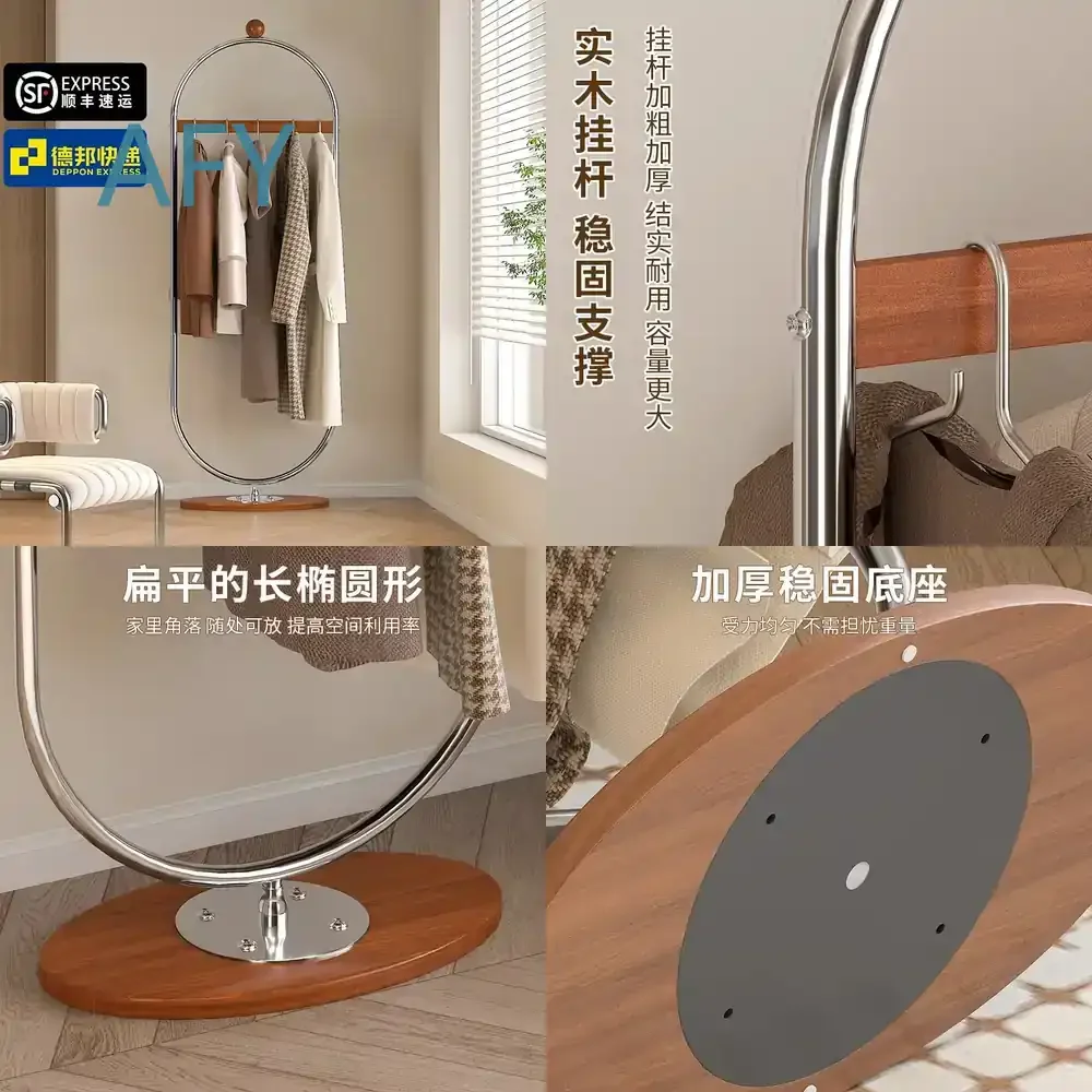 Vintage Style Floor Standing Coat Rack for Entryway Hallway Overnight Clothing Storage Rack Living Room Luxury Stainless