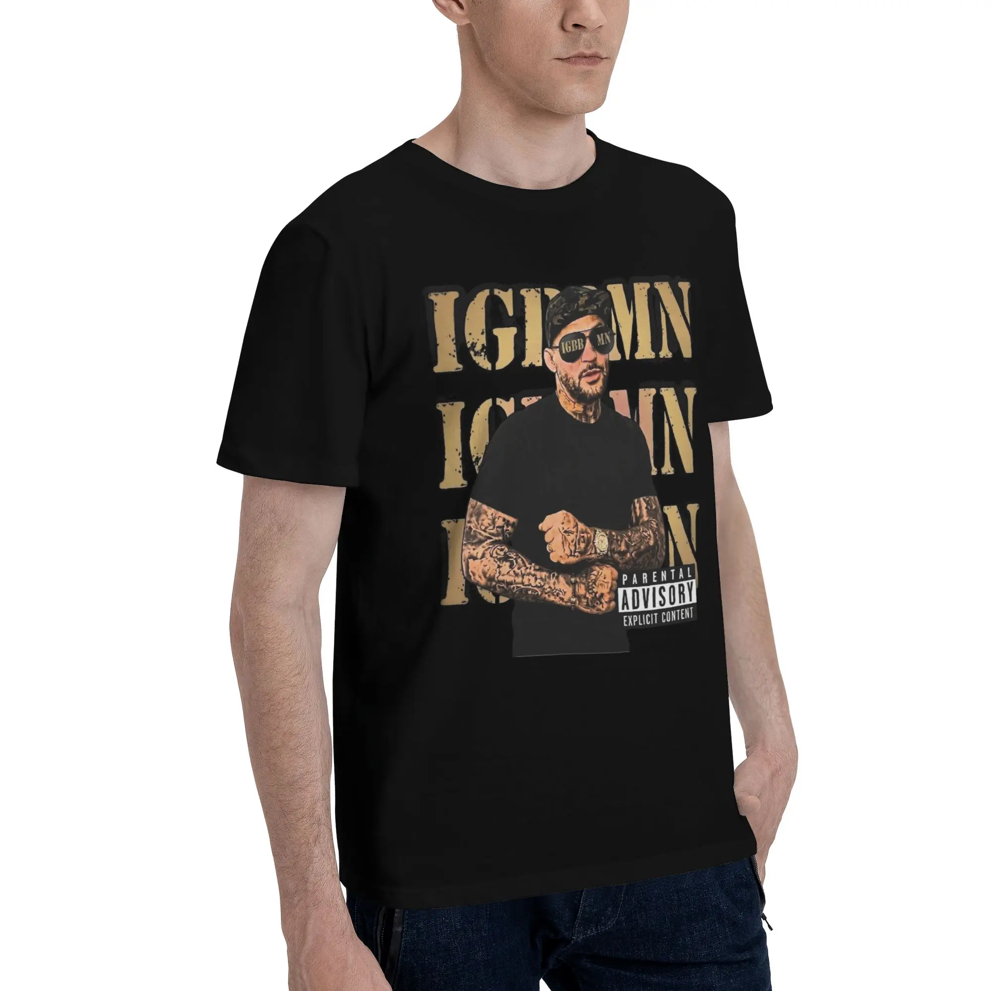 Vintage Dustins Poirier IGBBMN T-Shirts for Men Round Collar Cotton T Shirts  Short Sleeve Tee Shirt Plus Size Tops