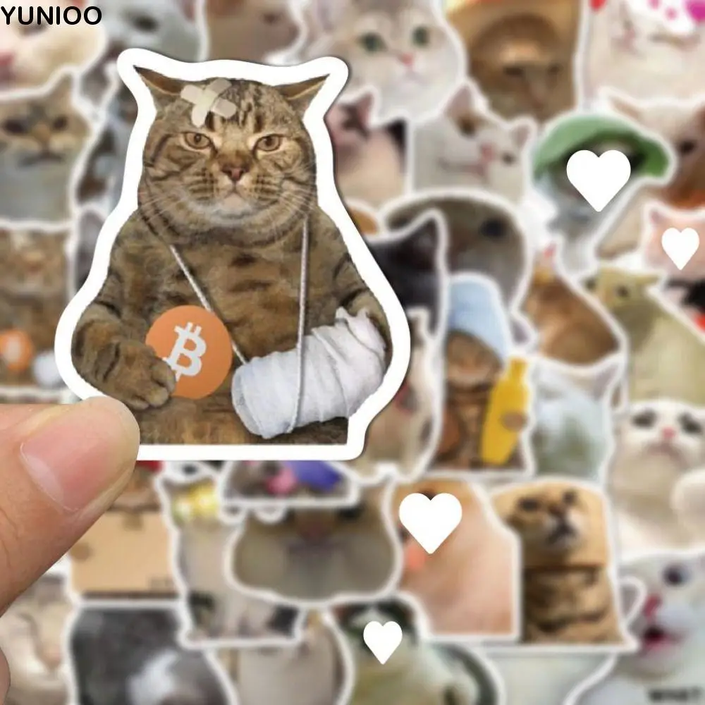 

50PCS Waterproof Cute Meme Cat Stickers Funny Paper Kitty Stickers Luggage Decals DIY Animal Stickers Hand Ledger