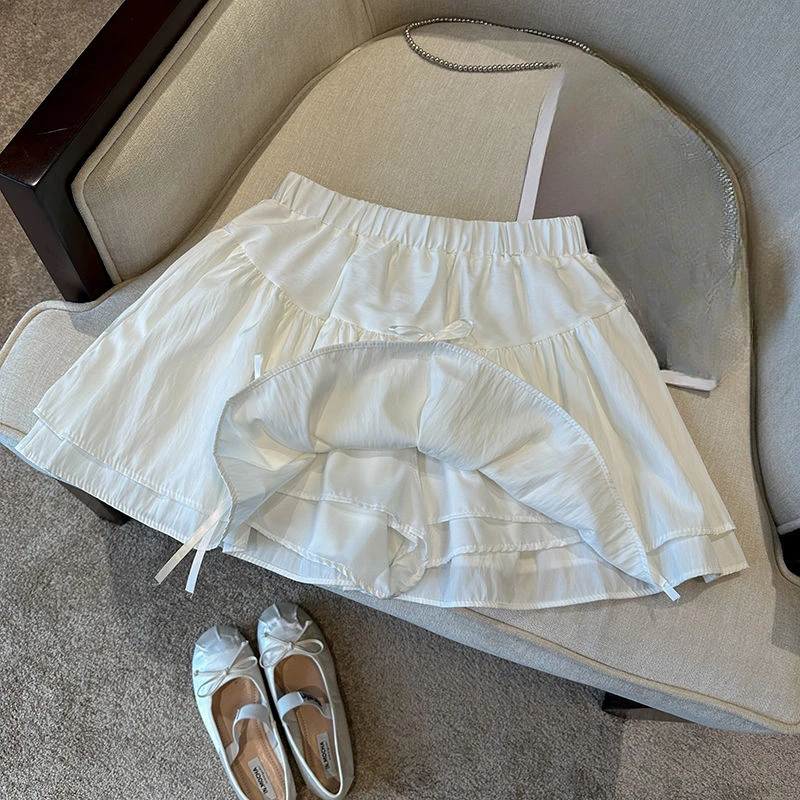 Mini Rokken Vrouwen Boog Bandage Ruches Stretch Hoge Taille Sexy Zoete Lente Zomer Mode Rok Vrouwelijke Casual