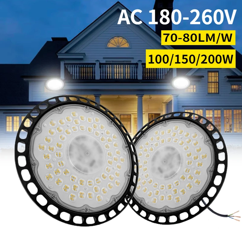 Super Bright High Bay LED Light UFO 100W 150W 200W Waterproof Atelier Garage Industrial for Garage Warehouse LED Ceiling Lamps