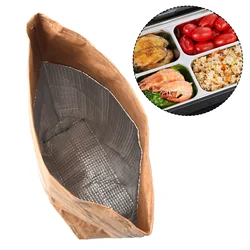 1pc Kraft Paper Lunch Bag Waterproof Tightly Food Bag Picnic Thermal Insulation Kraft Paper Lunch Bag Kitchen Supplies