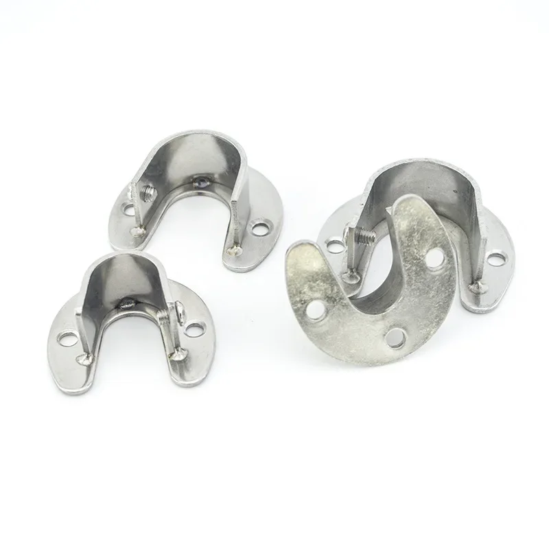 Edelstahl-Rohrhalter, Kleiderstange, Kleiderschrank, Kleiderhalter, silbernes Rundrohr, offener Flansch, Sitz, Rundstangenrohr