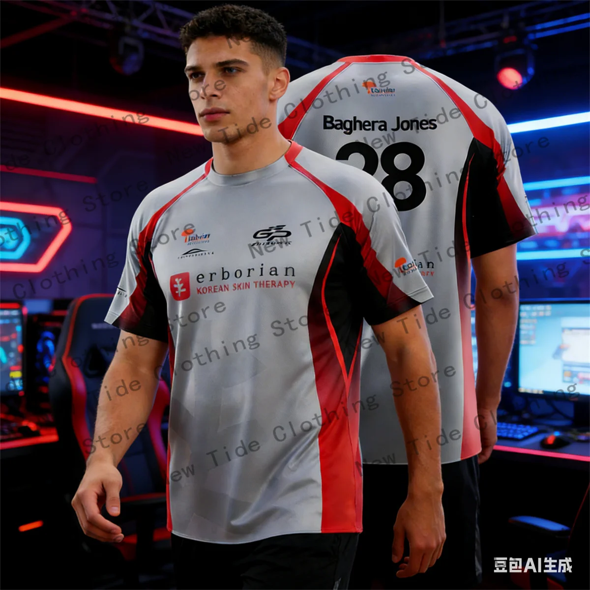 

With Size Labels Print Fans Team Uniforms Men Women Breathable Summer Racing Round Neck Short Sleeve Casual T-shirt