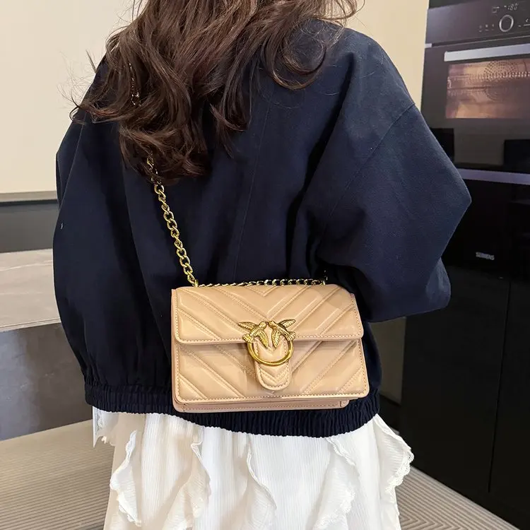 

Unique Leather Square Bag, Women's Chain Strap Shoulder Purse, Small Crossbody Bag with Premium Feel, Artistic Design