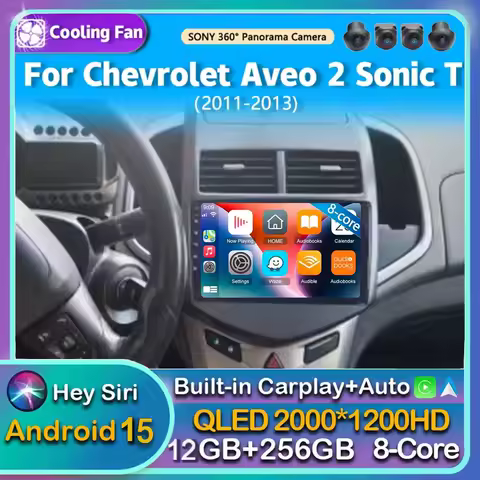 Android 15 Carplay Auto WIFI+4G Car Radio For Chevrolet Aveo 2 Sonic T300 2011-2015 Multimedia GPS Player Stereo 2din Head Unit