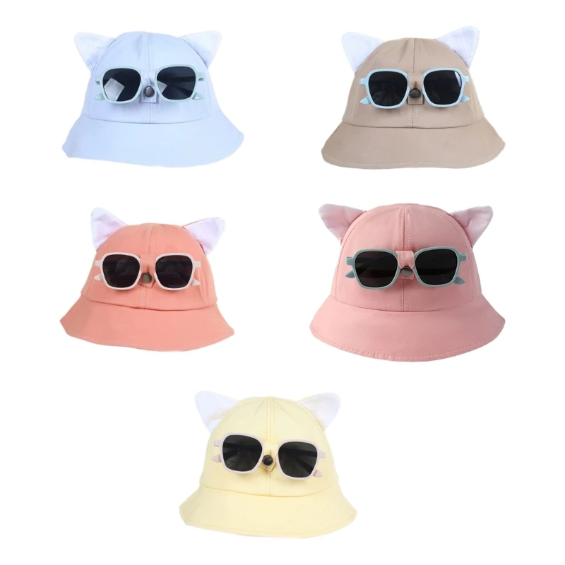 Fashionable Hat with Sunglasses Child Sun Hat Cartoon Glasses Basin Caps