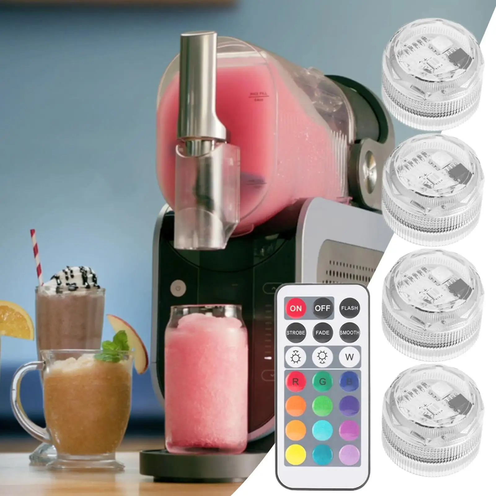 

4pcs 13Colors 4 Modes Mini Submersible LED Lights With Remote Control Small Tea Light Underwater Light Reusable Waterproof