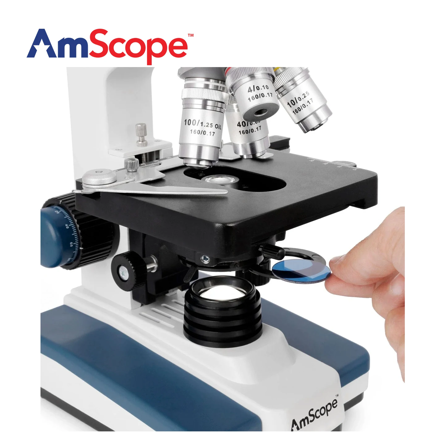 AmScope B120 Series Student & Professional LED Binocular Compound Microscope with Siedentopf Head, 3D Me
