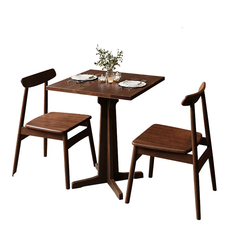 

Cafe Solid wood table and chair combination American retro theme Western restaurant Commercial dining table and chair Milk tea d