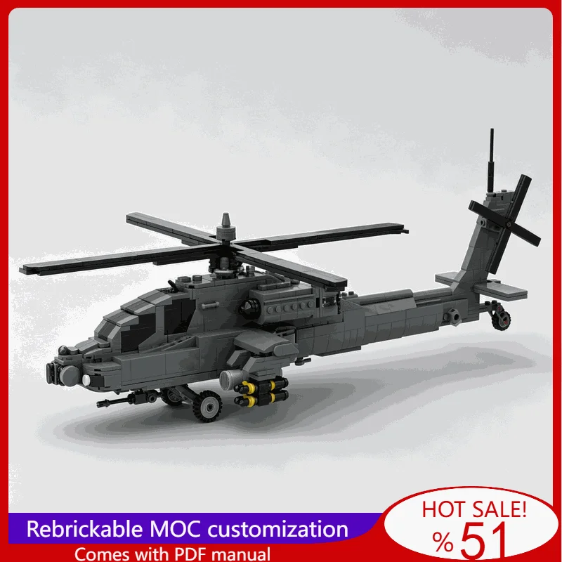 1170PCS AH 64 Apache Classic Multifunctional War Series Attack Helicopter Build Block DIY Assembly Collection Festival Gift Toy