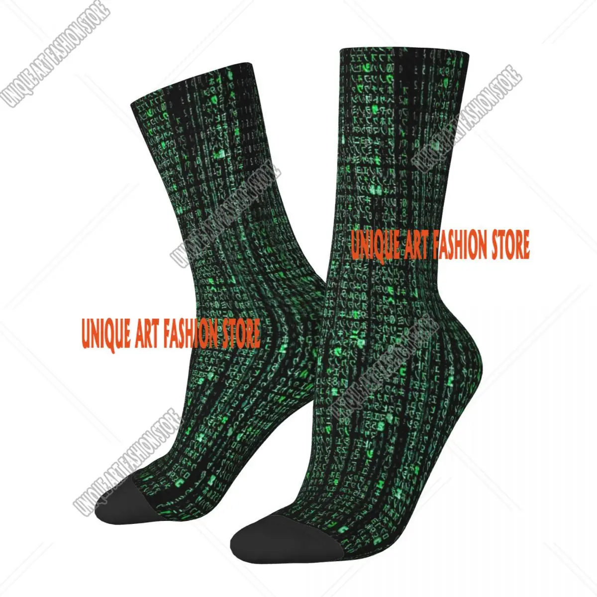 HD Matrix Digital Rain Socks Male Mens Women Winter Stockings Printed